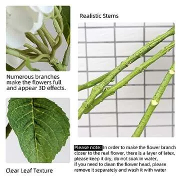 Beautiful 4pcs 21" Faux White Hydrangeas for Decor