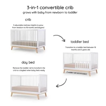 dadada Baby Soho Crib – Eco-Friendly Design, 3-in-1 Convertible