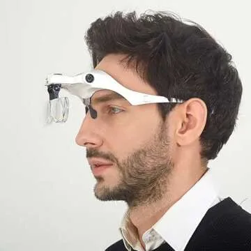 Lighted Head Magnifying Glasses Headset with Light, Headband Magnifier Hands-Free Loupe Visor for Close Work/Electronics/Eyelash/Crafts/Jewelry/Repair