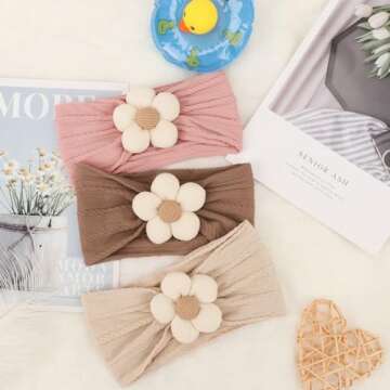 AQOKKA Baby Flower Headbands for Girls - Handmade Hair Accessories