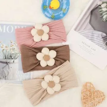 AQOKKA Baby Flower Headbands for Girls - Handmade Hair Accessories