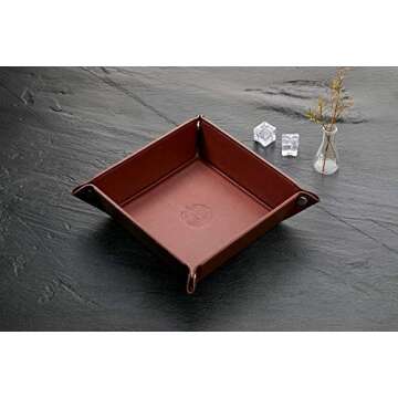 OARIE Leather Valet Tray for Men - Catchall Tray with Key Wallet, Coin Box - Brown