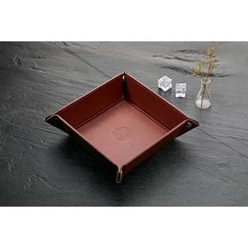 OARIE Leather Valet Tray for Men - Catchall Tray with Key Wallet, Coin Box - Brown