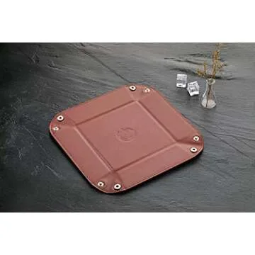 OARIE Leather Valet Tray for Men - Catchall Tray with Key Wallet, Coin Box - Brown