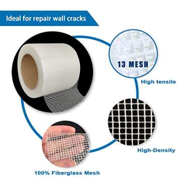 EDSRDRUS Drywall Repair Tape - High Performance Self-Adhesive Mesh for Walls