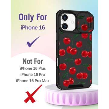 Buleens for iPhone 16 Case 6.1 Inch - with Ring Stand & Camera Cover Aesthetic Cute Designed for Wom...