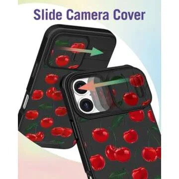 Buleens for iPhone 16 Case 6.1 Inch - with Ring Stand & Camera Cover Aesthetic Cute Designed for Women Girls Girly Pretty Kawaii Cherry Unique Teen Phone Case for iPhone 16 Compatible with Magsafe