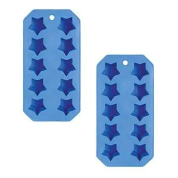 6.5 Oz Patriotic Star Shaped Ice Cube Molds Tray (Pack of 2) Perfect For Ice Cubes, Chocolate Melt Molds & Candy Melt Molds, 4th of July Fun Decor for family