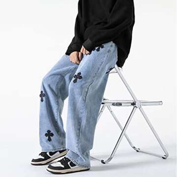 Stylish YADMISU Men's Baggy Wide Leg Jeans for Street Style