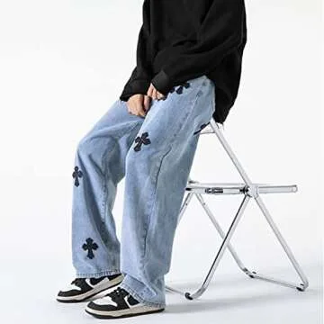 Stylish YADMISU Men's Baggy Wide Leg Jeans for Street Style