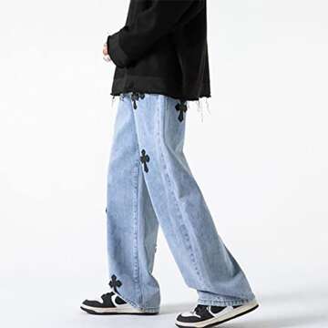 Stylish YADMISU Men's Baggy Wide Leg Jeans for Street Style