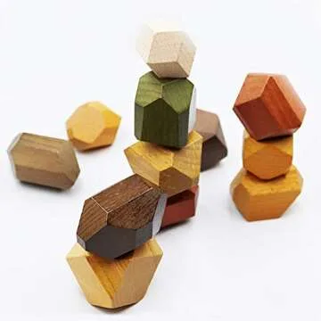 TITAKING Natural Wooden Stacking Blocks Educational Toy