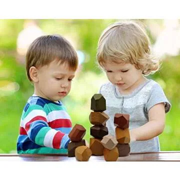 TITAKING Natural Wooden Stacking Blocks Educational Toy
