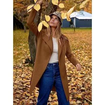 ANRABESS Women's Cardigans Sweater 2024 Casual Lapel Open Front Knit Warm Wool Coatigan Jacket Long Blazer Coat Caramel Small