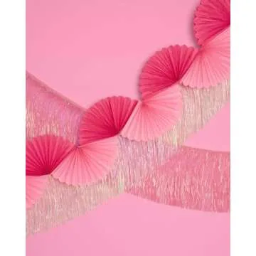 xo, Fetti 6 Ft Pink Paper Fan Garland for Celebrations