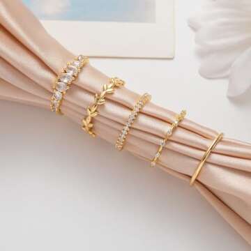 FUNEIA Stackable Gold Rings for Women Non Tarnish Trendy Dainty 14K Gold Plated Stacking Cubic Zirconia Thumb Ring Set Pack Statement Chunky Band Rings Promise Engagement Rings Size 7 8 9 10 11