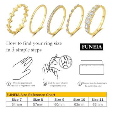 FUNEIA Stackable Gold Rings for Women Non Tarnish Trendy Dainty 14K Gold Plated Stacking Cubic Zirconia Thumb Ring Set Pack Statement Chunky Band Rings Promise Engagement Rings Size 7 8 9 10 11