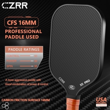 CZRR Pickleball Paddle - High Grit, Spin, and Control