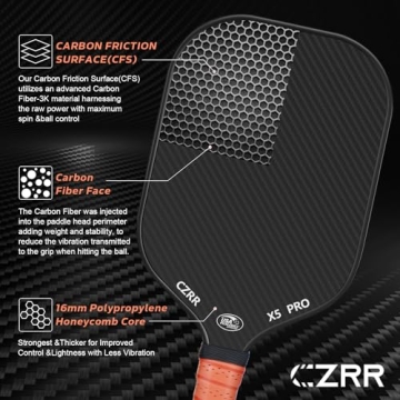 CZRR Pickleball Paddle - High Grit, Spin, and Control