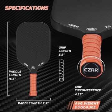 CZRR Pickleball Paddle - High Grit, Spin, and Control