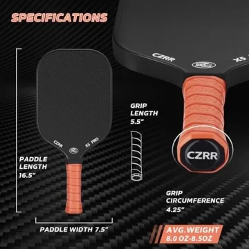 CZRR Pickleball Paddle - High Grit, Spin, and Control