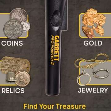 Garrett Pro-Pointer II - Metal Detector Pinpointer for Adults - Adjustable Detection Radius, 360 Degree Detection, Weather/Splash Resistant - Includes Built in Flashlight and Dirt-Separating Blade