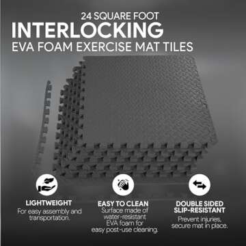 BalanceFrom Puzzle Exercise Mat with EVA Foam Interlocking Tiles for MMA, Exercise, Gymnastics and H...