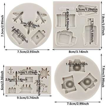 MYPRACS Airplane Silicone Mold Travel Luggage Bag Fondant Mold Vacation Traveler Themed Mold Camera ...