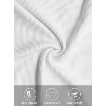 LOLONG Tank Top for Women High Neck Ribbed Sleeveless Shirts White