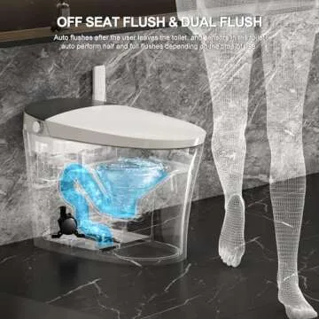 HAWKROWN Smart Toilet with Bidet Built in, Built in Tank with Powerful Flush, Auto Open/Close Lid, Foot Sensor Operation, Intelligent Induction Heat Seat, Smart Bidet Toilet with Instant Warm Water