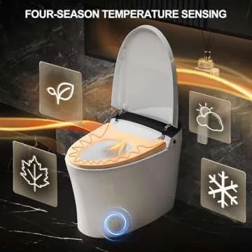 HAWKROWN Smart Toilet with Bidet Built in, Built in Tank with Powerful Flush, Auto Open/Close Lid, Foot Sensor Operation, Intelligent Induction Heat Seat, Smart Bidet Toilet with Instant Warm Water