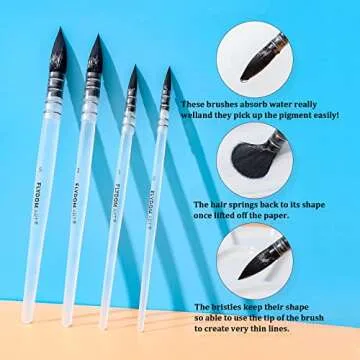FLYDOM ART Watercolor Paint Brushes Set,Watercolor Brush, Soft Synthetic Hair, Pointed Round Mop Bru...