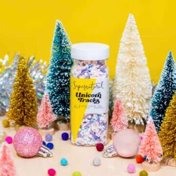 Unicorn Tracks Natural Confetti Sprinkles by Supernatural, Heart & Star Shapes, No Artificial Dyes, Soy Free, Gluten Free, Vegan, 3oz