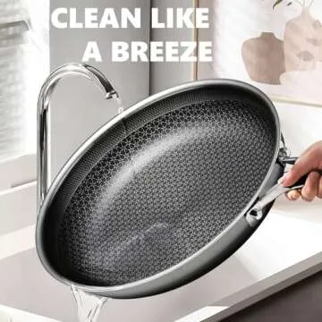 OATOFP Non Stick Frying Pans with lid, 12 inch Hybrid Frying Pans Nonstick,non stick Stainless Steel Skillets, Dishwasher and Oven-Safe Chef Pan, Induction Compatible Cooking Pan, PFOA Free Cookware