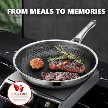 OATOFP Non Stick Frying Pans with lid, 12 inch Hybrid Frying Pans Nonstick,non stick Stainless Steel Skillets, Dishwasher and Oven-Safe Chef Pan, Induction Compatible Cooking Pan, PFOA Free Cookware