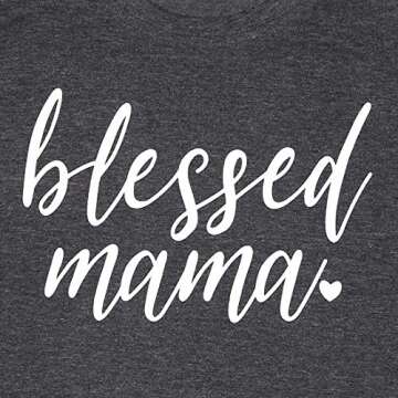 Blessed Mama Shirt Women Letter Print Mom Life T-Shirt Short Sleeve Summer Mommy Tee Tops C-gray
