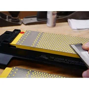 Diamond Machining Technology (DMT) W250CX-WB DuoSharp Double-Sided Diamond Sharpening Stone Bench With Base, Fine/Extra Fine, 10 Inch