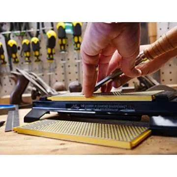 Diamond Machining Technology (DMT) W250CX-WB DuoSharp Double-Sided Diamond Sharpening Stone Bench With Base, Fine/Extra Fine, 10 Inch