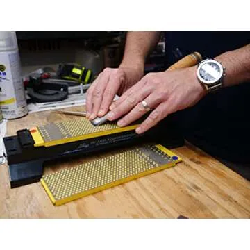 Diamond Machining Technology (DMT) W250CX-WB DuoSharp Double-Sided Diamond Sharpening Stone Bench With Base, Fine/Extra Fine, 10 Inch