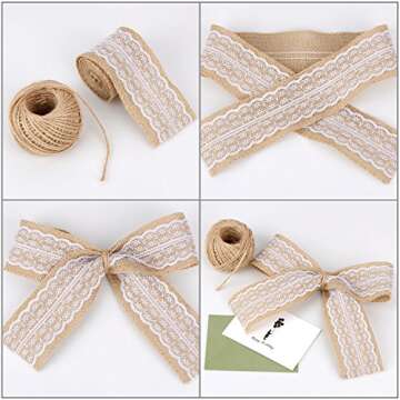 Whaline Burlap Lace Ribbon & Twine Set for DIY Crafts