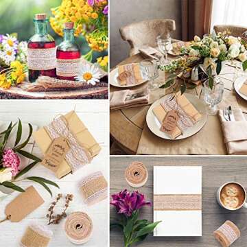 Whaline Burlap Lace Ribbon & Twine Set for DIY Crafts