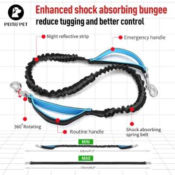 Hands Free Dog Leash Waist Leash for Dog Walking Bungee Leash Dog Running Belt for 【Medium & Large...