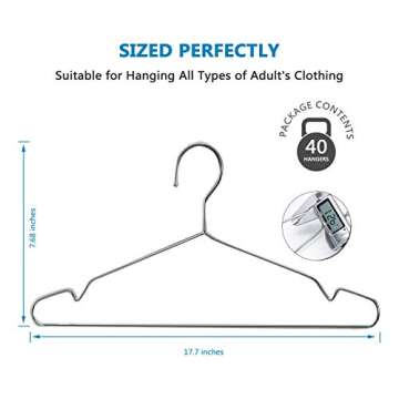 Fayleeko Stainless Steel Wire Coat Hangers - Heavy Duty, Ultra Thin, Space Saving (10 pack, 17.7 Inch)
