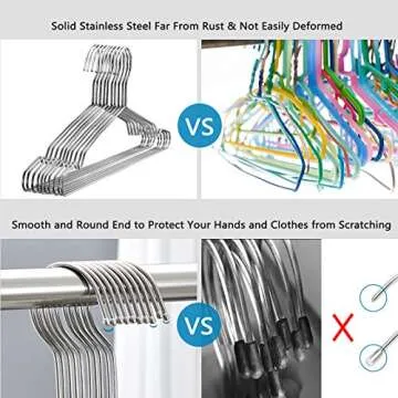 Fayleeko Stainless Steel Wire Coat Hangers - Heavy Duty, Ultra Thin, Space Saving (10 pack, 17.7 Inch)