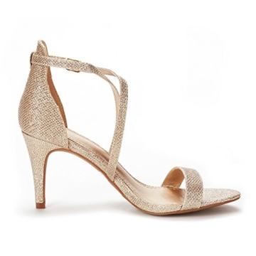 DREAM PAIRS Dolce Gold Glitter Heeled Sandals for Women
