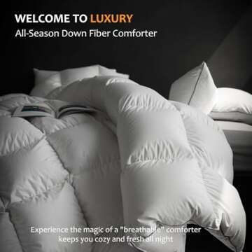 HYVIF Luxury Down Fiber Comforter - Queen Size Ivory
