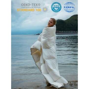 HYVIF Luxury Down Fiber Comforter - Queen Size Ivory