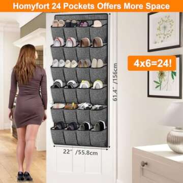 Homyfort Over the Door Shoe Organizer with 24 Pockets