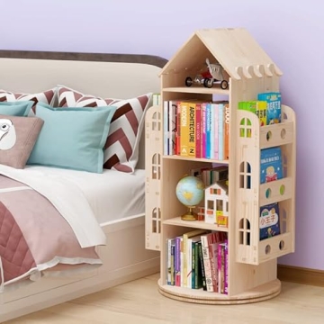 DMTINTA Rotating Bookshelf - A Stylish Wood Book Storage Solution