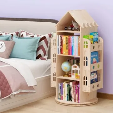 DMTINTA Rotating Bookshelf - A Stylish Wood Book Storage Solution